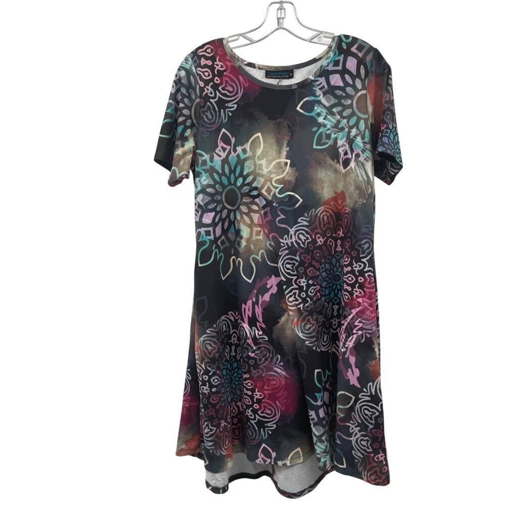 Charlie's Project Womens Shift Dress Short Sleeve Multicolor Size Medium